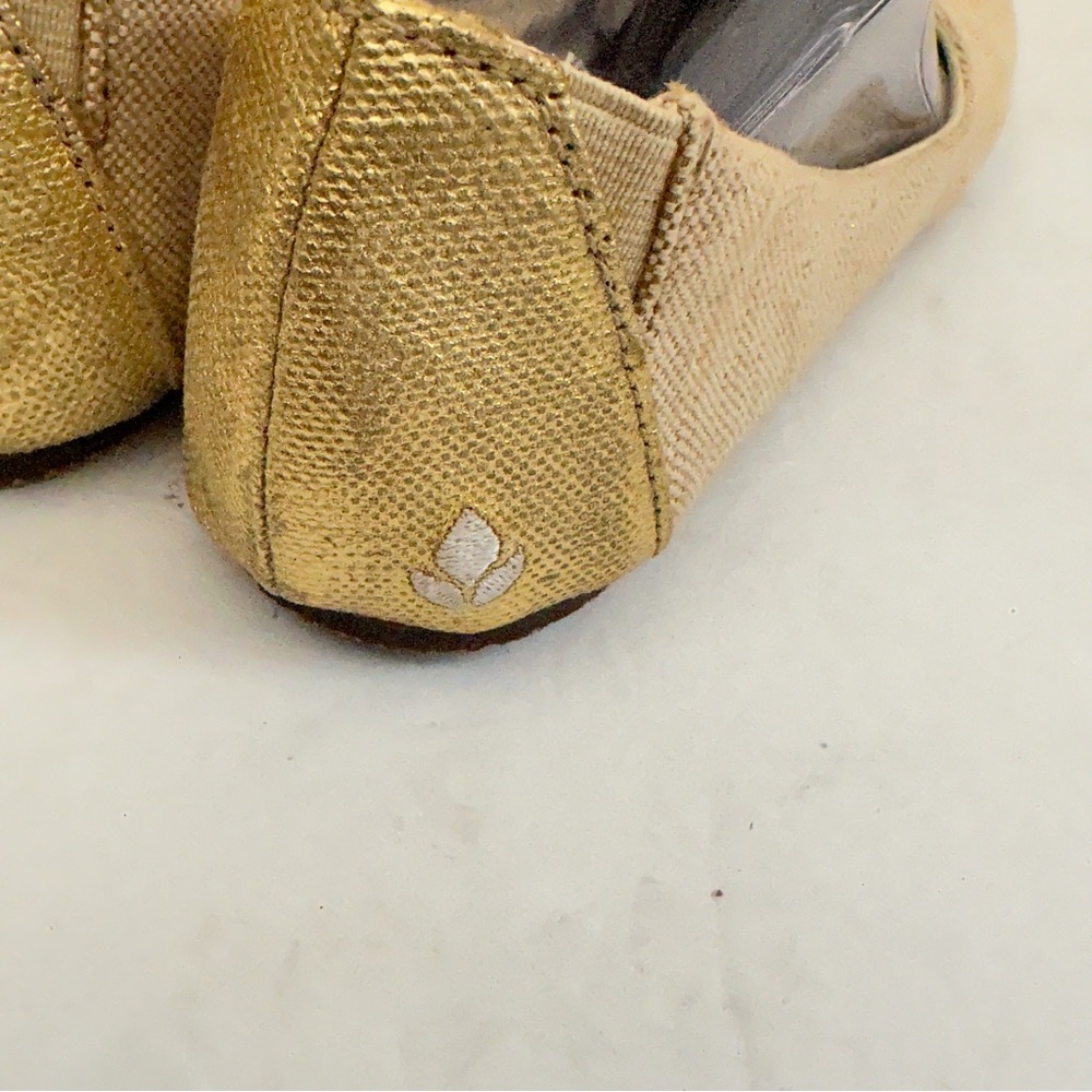 Reef Tropic Ballet Flats Womens Gold Tan Tweed Linen Slip On Almond Toe Size 9 - Picture 8 of 10